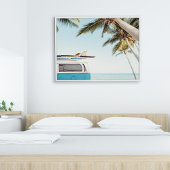 Surf board sur Retro Van Poster