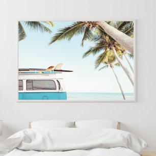 Surf board sur Retro Van Poster