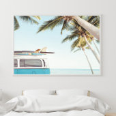 Surf board sur Retro Van Poster
