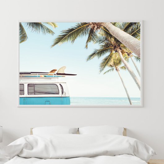 Surf board sur Retro Van Poster