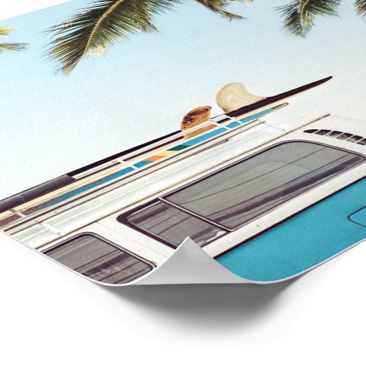 Surf board sur Retro Van Poster (Coin)