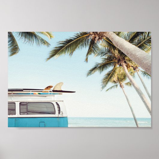 Surf board sur Retro Van Poster (Devant)