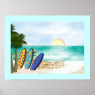 Surf boards Beach Sunny Sea View Poster Imprimer