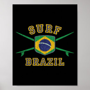 Surf Brazilië Vintage Brasil Vlag Surfplanken Braz Poster