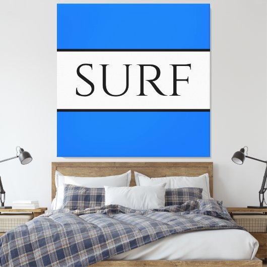 SURF Bright nautisch blauw wit zomerstrepen Canvas Afdruk (Insitu (Slaapkamer))