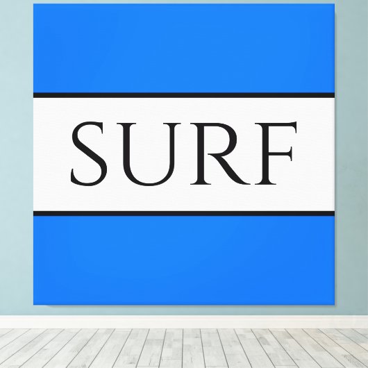 SURF Bright nautisch blauw wit zomerstrepen Canvas Afdruk (Insitu (Houten vloer))