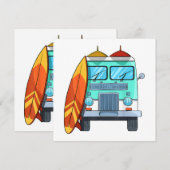 Surf Bus Surfplank Palmboom Surfing Surfer Golven Kaart (Voorkant / Achterkant)