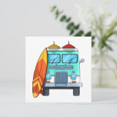 Surf Bus Surfplank Palmboom Surfing Surfer Golven Kaart (Staand voorkant)