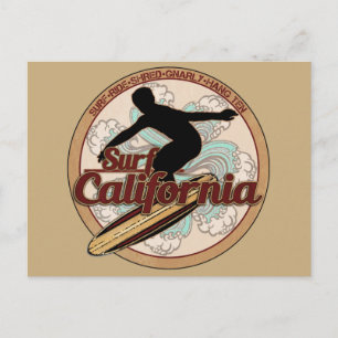 Surf California vintage surboard logo carte postal