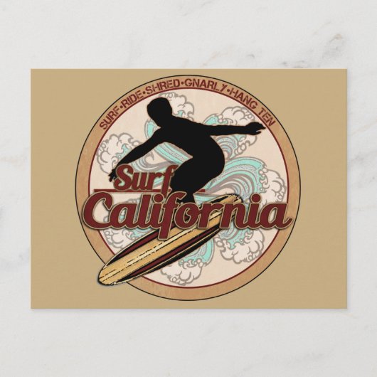 Surf California vintage surboard logo carte postal (Devant)
