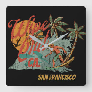 Surf Californische retro T-Shirt Pos wegvegen Vierkante Klok