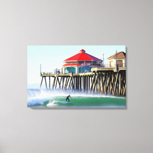 Surf City Huntington Beach Ca Canvas Afdruk