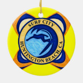 Surf City, Huntington Beach, CA Keramisch Ornament (Achterkant)