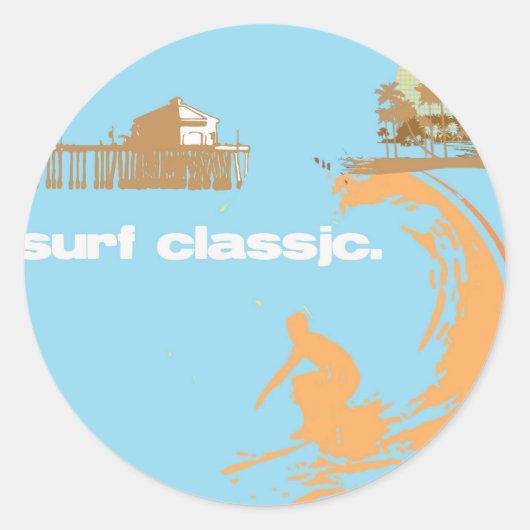 surf classic ronde sticker (Voorkant)