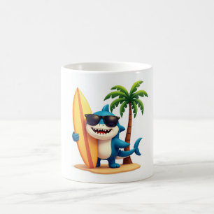 Surf cool Shark Mug 🦈 Tropical Beach Coffee Cup