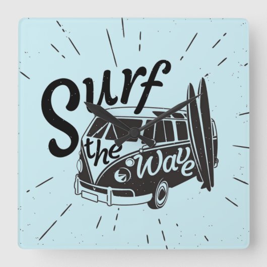 Surf de Golf Vierkante Klok (Voorkant)