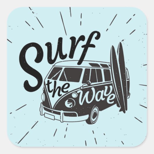 Surf de Golf Vierkante Sticker (Voorkant)