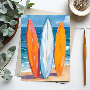Surf de golven Waterverf strand Oceaan Briefkaart