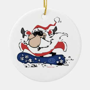 Surf des neiges Père Noël avec les ornements