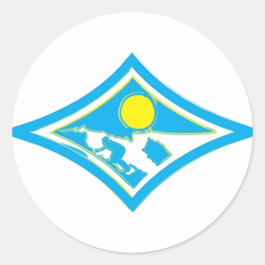 Surf diamant geborsteld ronde sticker (Voorkant)