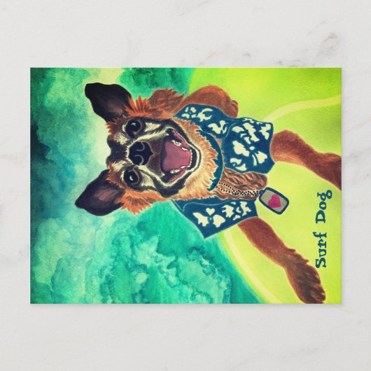 Surf Dog Briefkaart (Voorkant)