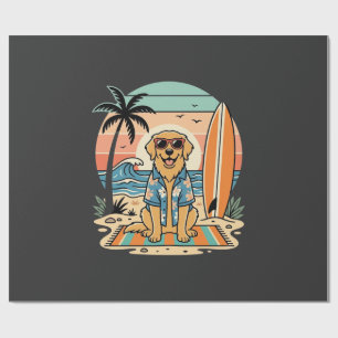 Surf Dog Retro Strand Zomer Cadeaupapier