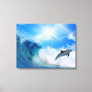 Surf dolfijn canvas afdruk