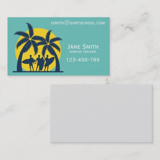 Surf école de surf professeur carte de visite (Devant / Derrière)