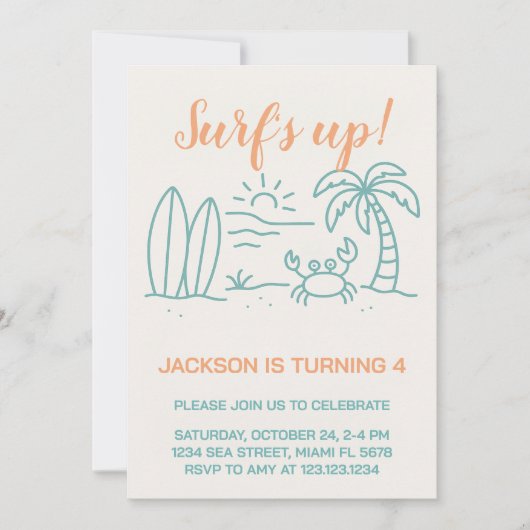 Surf éditable's Up Anniversaire Invitation (Devant)