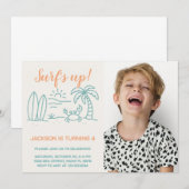 Surf éditable's Up Anniversaire Invitation avec ph (Devant / Derrière)