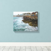 Surf en Rocks - Nahariya , Israël Canvas Afdruk (Insitu (Houten vloer))