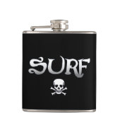 Surf en Schedel zwart omwikkelde kolf Heupfles (Voorkant)