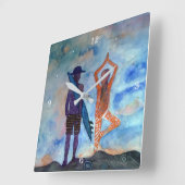 Surf et horloge murale carrée de yoga (Angle)