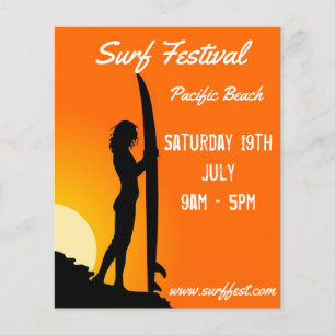 Surf festival of wedstrijdvlieger flyer