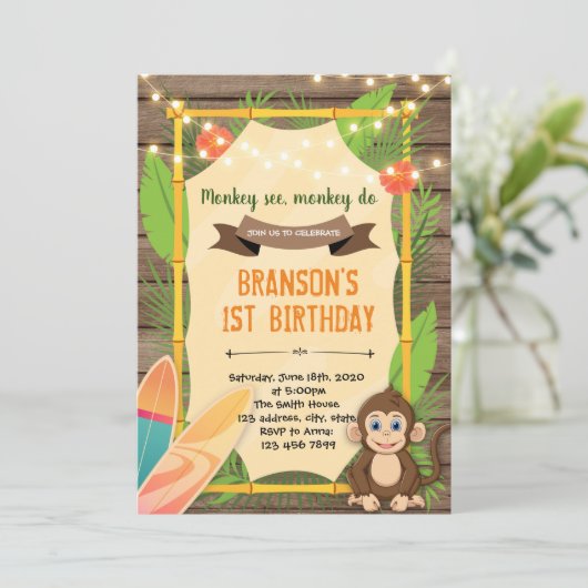 Surf fêté de singe hawaii Invitation (Debout devant)