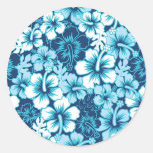 Surf Floral Hibiscus Pattern Ronde Sticker