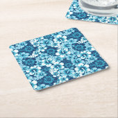 Surf Floral Hibiscus Pattern Vierkante Kartonnen Onderzetter (Schuin)
