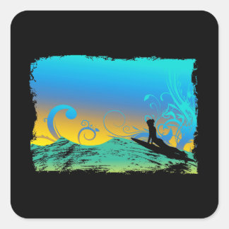 Surf Girl Vierkante Sticker