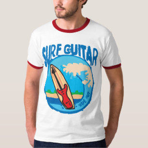 Surf gitaar: Rode gitaar op Surfboard. Weggooien! T-shirt