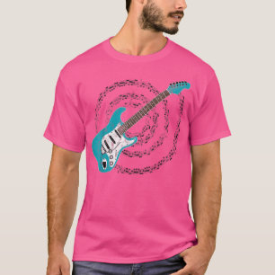 Surf Green Aqua Blue Electric Guitar Spiraling Mus T-shirt