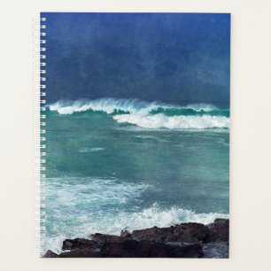 Surf hawaïen Vagues océaniques Aqua Turquoise Bl