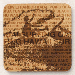 Surf Hawaii Cutback Dessous de verre en bois Faux