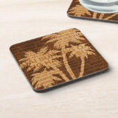 Surf Hawaii Palm Trees Faux Dessous de verre en bo (Côté gauche)