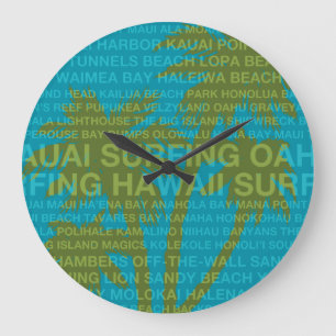 Surf Hawaii Palm Trees Horloge hawaïenne