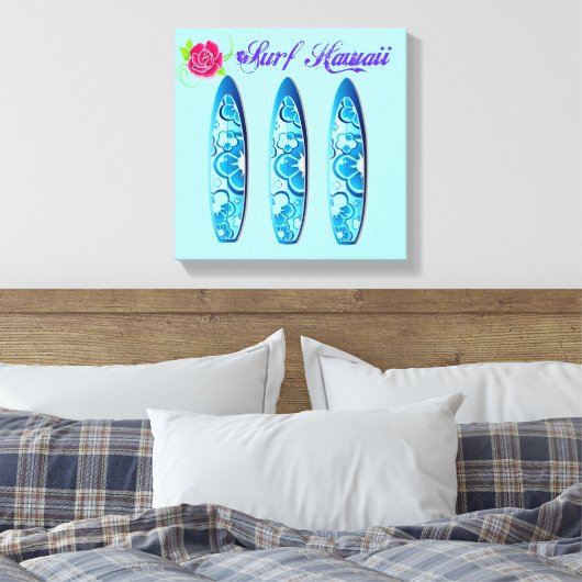 Surf Hawaii Surfboards Canvas Afdruk (Insitu (Slaapkamer))