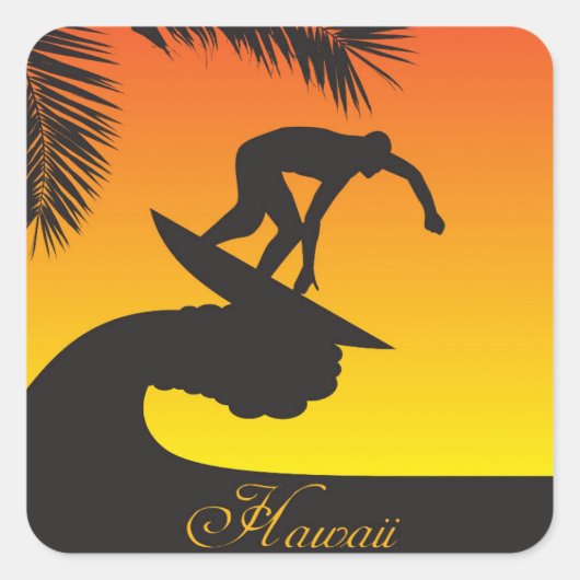 Surf:Hawaii Vierkante Sticker (Voorkant)