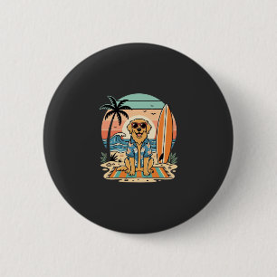 Surf Hond Retro Strand Zomer Ronde Button 5,7 Cm