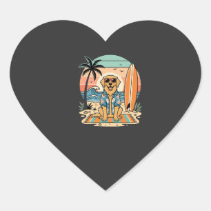 Surf Hound Retro Strand Zomer Hart Sticker