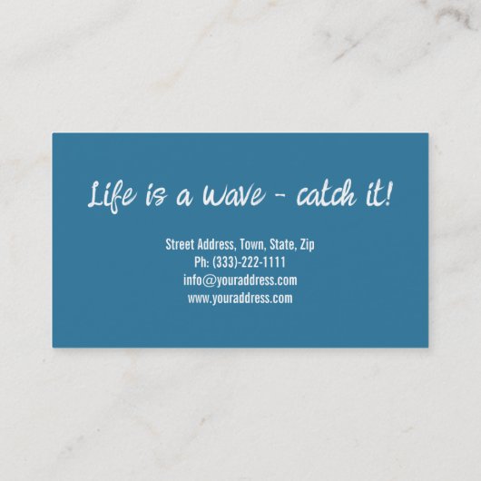 Surf Instructeur Surfing Lessons Big Ocean Wave Visitekaartje (Achterkant)