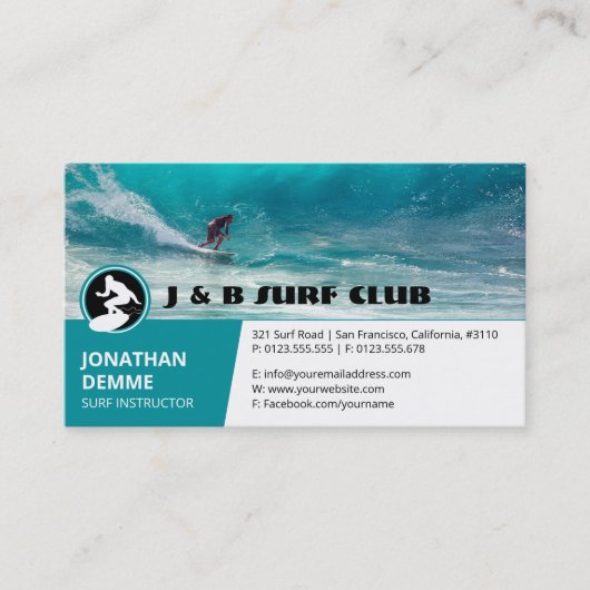 Surf Instructor | Actief surfplanherstel Visitekaartje (Voorkant)